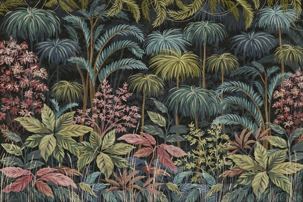 Tapet Frunziș tropical dens, cu frunze mari, Fototapet Natură, w05116 : Uwalls.ro