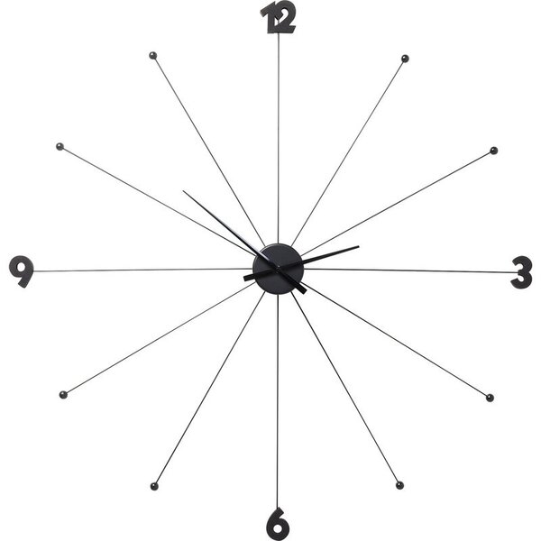 Ceas de perete Like Umbrella, metal/plastic, negru, 100 x 100 cm