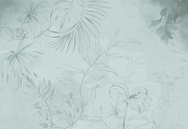 Tapet Plante liniare pe fundal verde deschis, Imagini de fundal unice, w05128v1 : Uwalls.ro