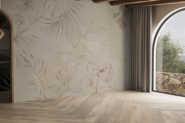 Tapet Plante liniare pe fundal bej texturat, Imagini de fundal unice, w05128 : Uwalls.ro