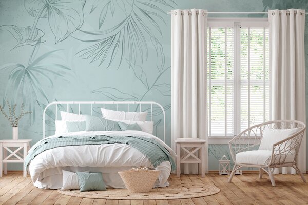 Tapet Plante liniare pe fundal verde deschis, Imagini de fundal unice, w05128v1 : Uwalls.ro
