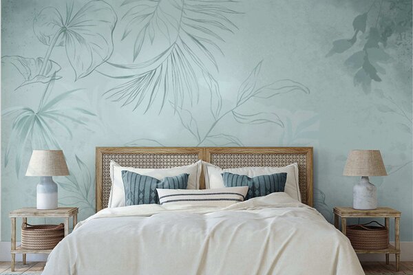 Tapet Plante liniare pe fundal verde deschis, Imagini de fundal unice, w05128v1 : Uwalls.ro