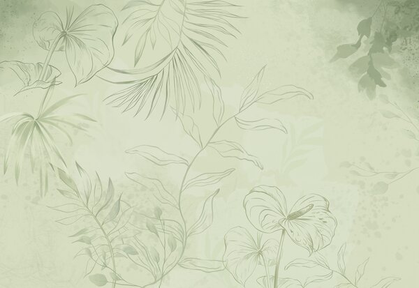 Tapet Plante liniare pe fundal albastru rece, Imagini de fundal unice, w05128v2 : Uwalls.ro
