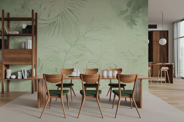 Tapet Plante liniare pe fundal albastru rece, Imagini de fundal unice, w05128v2 : Uwalls.ro