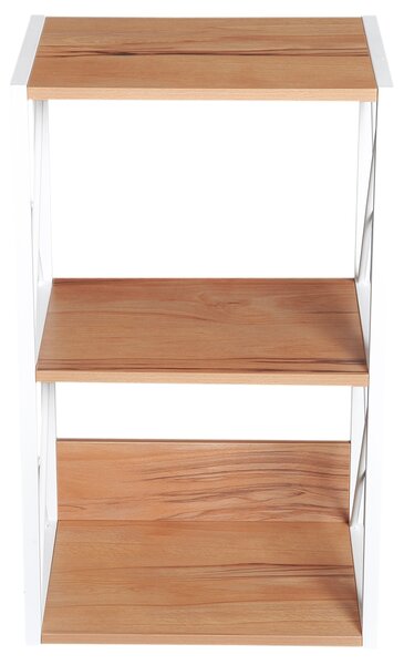 Mobilier Rastel Librarie 3 Rafturi cu Schelet in Otel Alb si Rafturi in Lemn 40x35x72.5cm HOMCOM | Aosom Romania