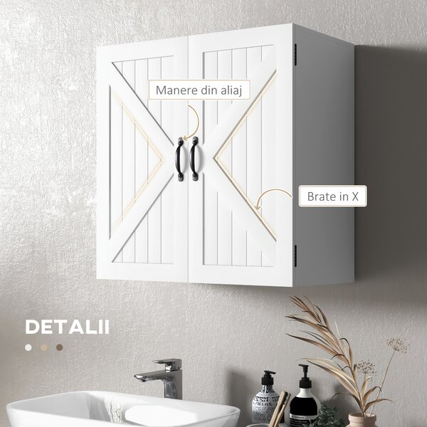 Kleankin Dulap Baie, Depozitare deasupra Toaletei, Raft, Alb | Aosom Romania