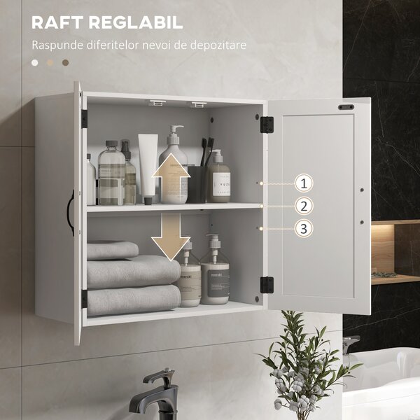 Kleankin Dulap Baie, Depozitare deasupra Toaletei, Raft, Alb | Aosom Romania