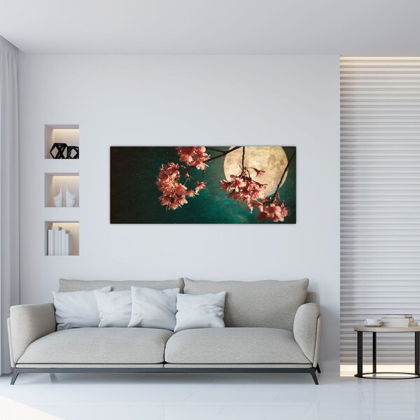 Tablou - Sakura în luna plină (120x50 cm)