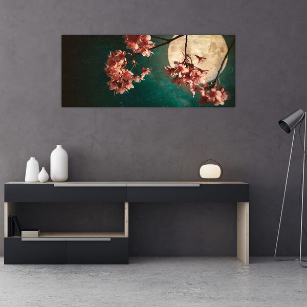 Tablou - Sakura în luna plină (120x50 cm)