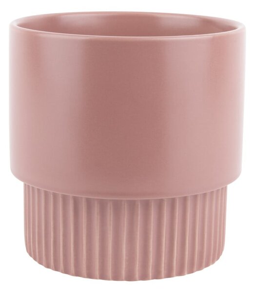 Ghiveci din ceramică PT LIVING Ribbed, înălțime 15 cm, roz