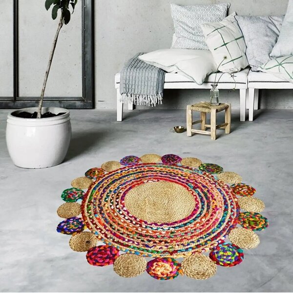 Covor rotund iută Bolero Homs, 90X90 cm,10302