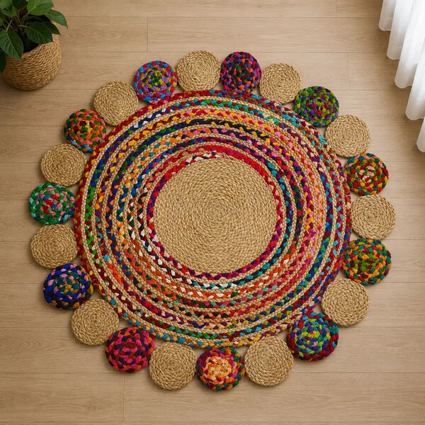 Covor rotund iută Bolero Homs, 90X90 cm,10302