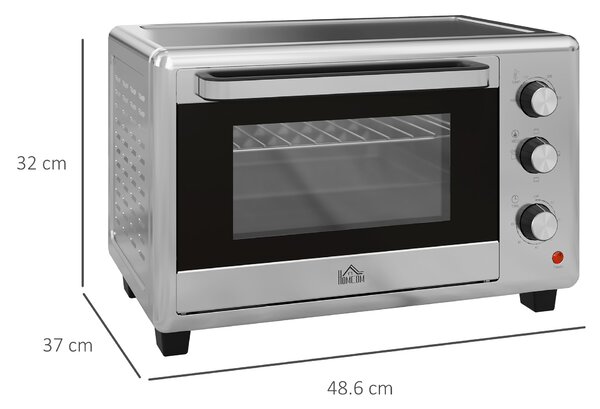 HOMCOM Mini Cuptor Electric cu Convectie 30L pentru Bucătărie Blat Temperatură Ajustabilă 1600W Accesorii Incluse | Aosom Romania