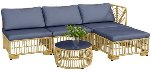 Outsunny Set de mobilier din rachita de 5 bucati, Gri
