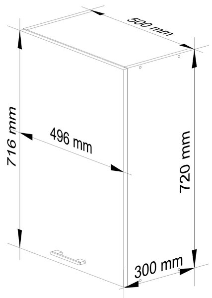 Dulap superior de bucătărie Ozara W50 H720 (alb + cappuccino lucios). Promo -11%. 1071191