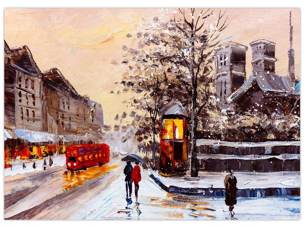 Tablou - Pictură oraș iarna (70x50 cm)
