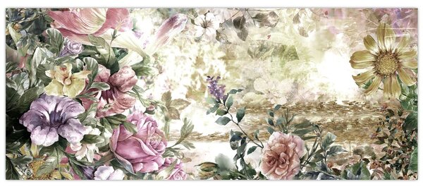 Tablou - Flori de design (120x50 cm)