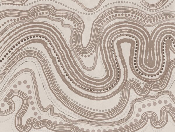 Tapet Linii și puncte ondulate abstracte maro și bej, artă modernă texturată, Fototapet Abstract, w09747v1 : Uwalls.ro