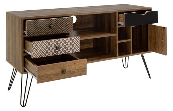 Set dormitor studenti canapea, comoda TV si masuta de cafea, 3 buc, Travis Boho, Antracit, 175x83x74 cm