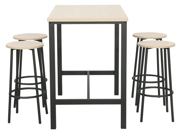 Set masa si scaune de bar, 5 buc, Arzo, Natural, 100x60x86 cm