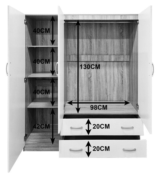 Dulap cu 2 usi, Alvia, Alb, 150x51x180 cm