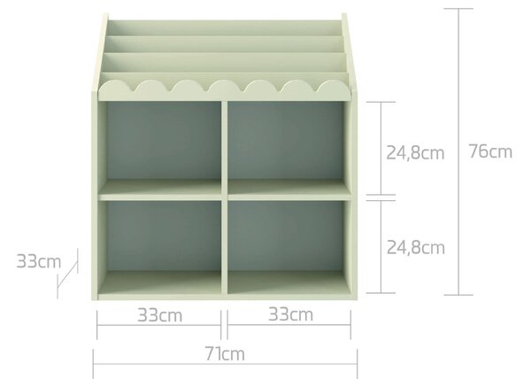 Biblioteca pentru copii BOOK NOOK LATTE 71x76 cm, crem