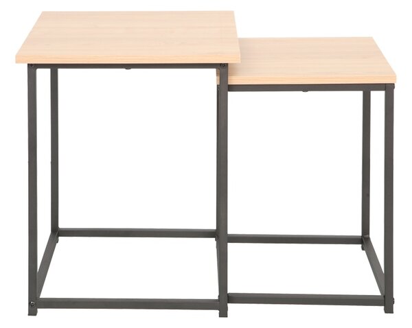 Set masute de cafea stivuibile, 2 buc, Quano, Natural, 40x40x50 cm