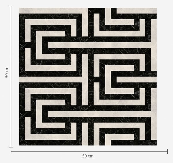 Tapet Model geometric alb-negru în formă de labirint, Tapet abstract, a01073 : Uwalls.ro