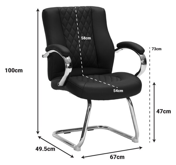 Scaun de conferinta office, Thiodore, Negru, 67x49.5x100 cm