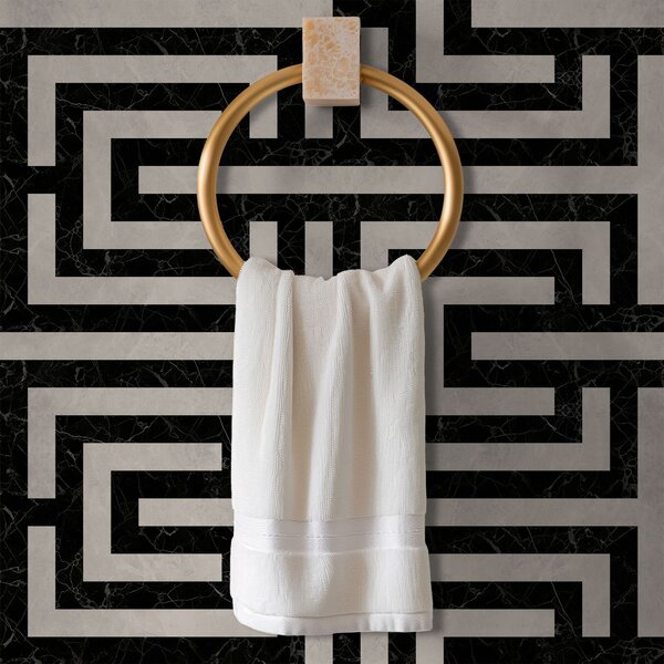 Tapet Model geometric alb-negru în formă de labirint, Tapet abstract, a01073 : Uwalls.ro