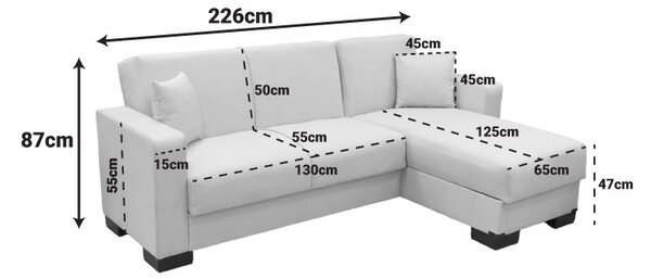 Coltar extensibil reversibil, Dumma, Crem, 226x146x86 cm