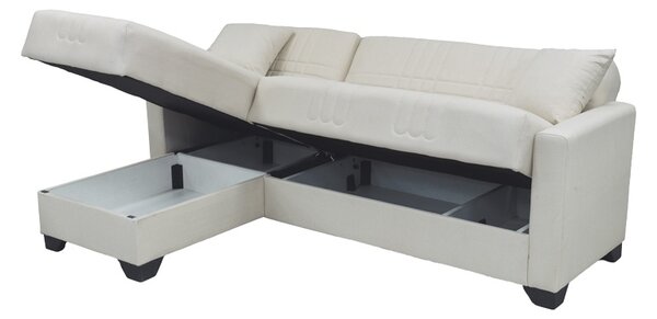 Coltar extensibil reversibil, Stashio, Crem, 202x143x84 cm