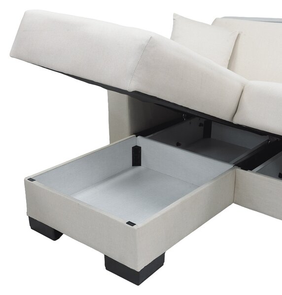 Coltar extensibil reversibil, Dumma, Crem, 226x146x86 cm
