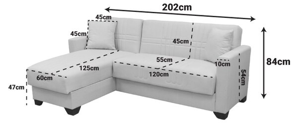 Coltar extensibil reversibil, Stashio, Maro, 202x143x84 cm