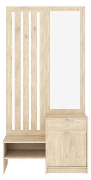 Cuier cu oglinda, pantofar si depozitare, Citra, Stejar, 100x34.3x199.5 cm