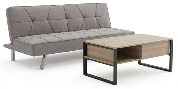 Set mobilier studenti canapea si masuta de cafea, 2 buc, Glide, Gri, 175x83x74 cm