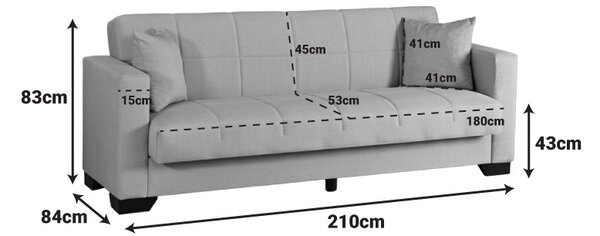 Set mobilier studenti canapea si masuta de cafea, 2 buc, Haze, Gri deschis, 210x84x83 cm