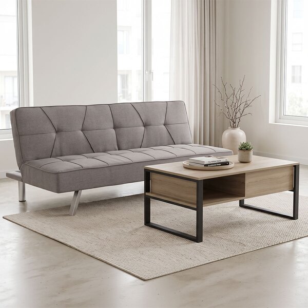 Set mobilier studenti canapea si masuta de cafea, 2 buc, Glide, Gri, 175x83x74 cm