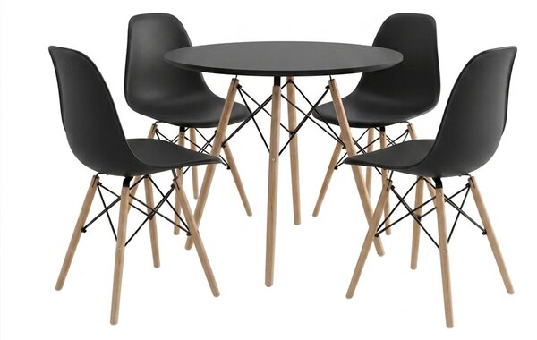 Set masa si scaune dining, 5 buc, Julita, Natural, 80x80x73 cm