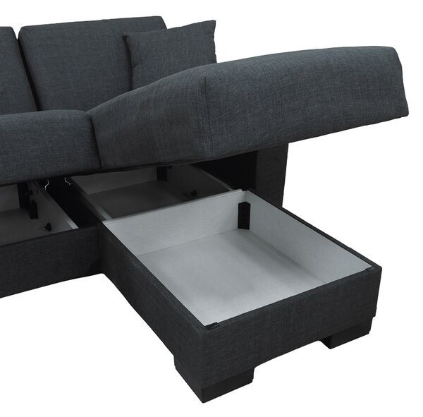 Coltar extensibil reversibil, Dumma, Antracit, 226x146x86 cm
