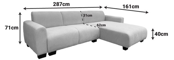 Set mobilier studenti coltar reversibil, masuta de cafea si comoda TV, 3 buc, Swing, Gri, 287x161x71 cm