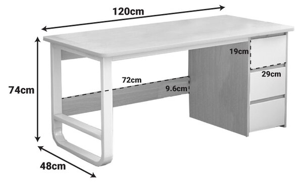 Set mobilier studenti birou si scaun birou ergonomic, 2 buc, Soho, Gri, 120x48x74 cm
