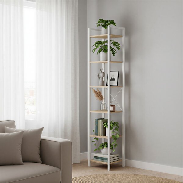 Biblioteca Vasagle, Barnet, Alb, 39.6x30x187 cm