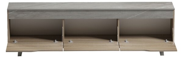Set mobilier studenti coltar reversibil, masuta de cafea si comoda TV, 3 buc, Swing, Gri, 287x161x71 cm