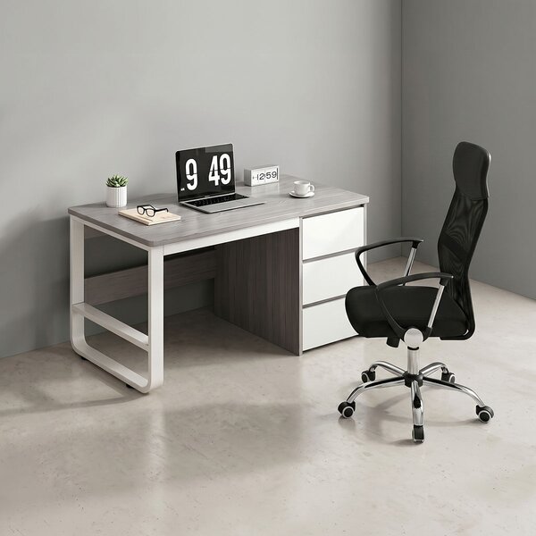 Set mobilier studenti birou si scaun birou ergonomic, 2 buc, Soho, Gri, 120x48x74 cm