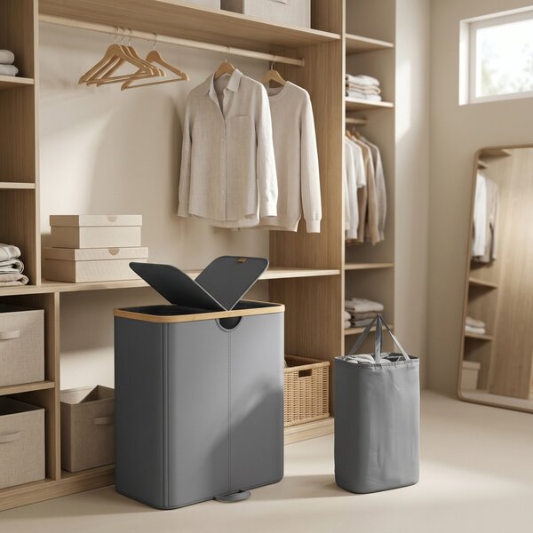Cos de rufe Songmics, Roxanne, Gri inchis, 52.5x38.5x75 cm