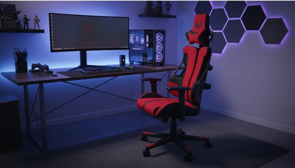 Scaun gaming NITRO 2, rosu/negru, material textil, 66x68x130/137 cm