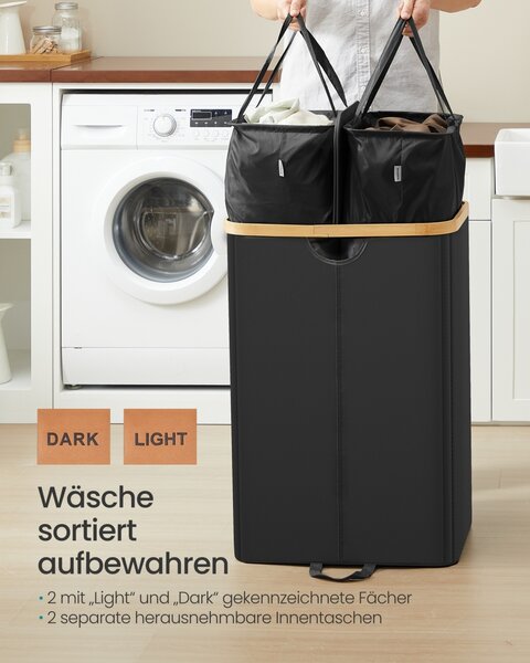 Cos de rufe Songmics, Roxanne, Negru, 52x38.5x75 cm