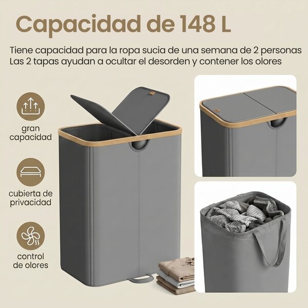 Cos de rufe Songmics, Roxanne, Gri inchis, 52.5x38.5x75 cm