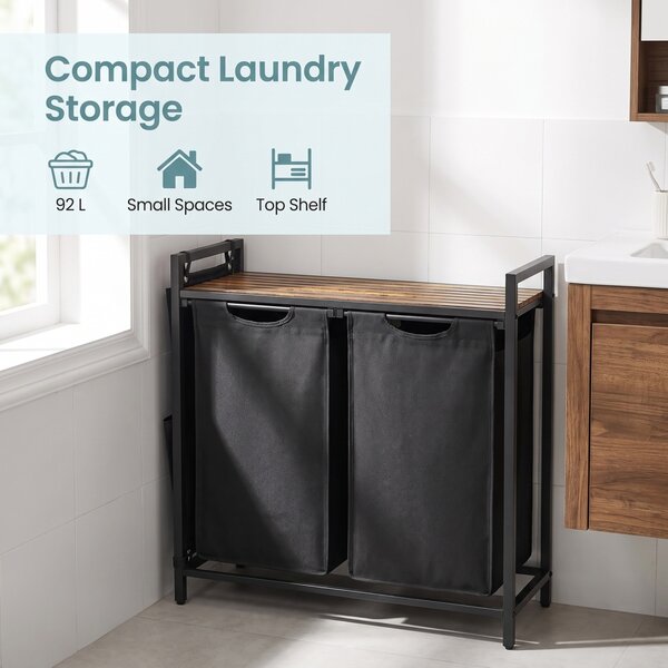 Cos de rufe Vasagle, Brenta, Negru, 71.3x33x72 cm
